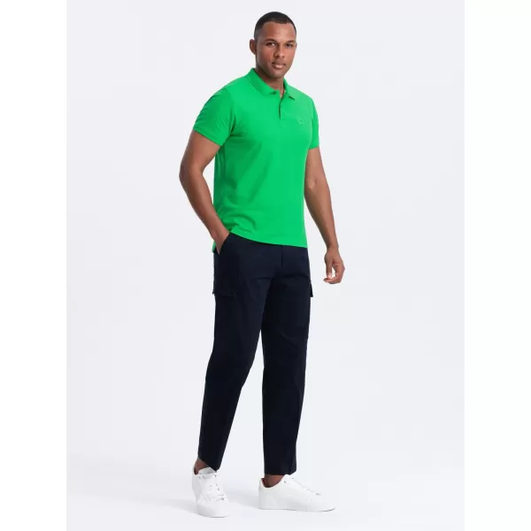  Mens t -phirt gallérral OMBRE OM-POBS-0100 NEONZÖLD 