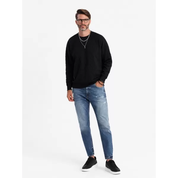  Férfi pulóver OMBRE OM-SSNZ-0164 FEKETE 