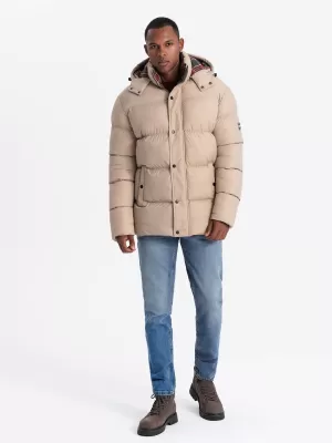 Férfi téli kabát OMBRE OM-JAHP-0205 BÉZS