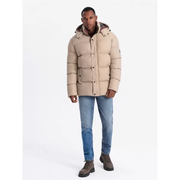  Férfi téli kabát OMBRE OM-JAHP-0205 BÉZS 