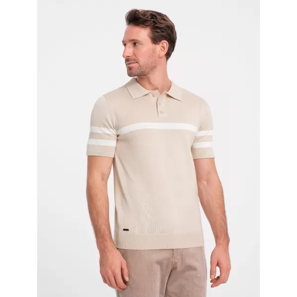  Mens t -phirt gallérral OMBRE OM-POSS-0118 BÉZS 