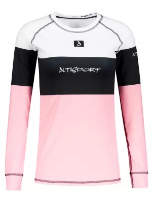 Női funkcionális termo t -póló hosszú ujjú prémium ALTISPORT VOJ/ALW051TER01 FEHÉR -PINK