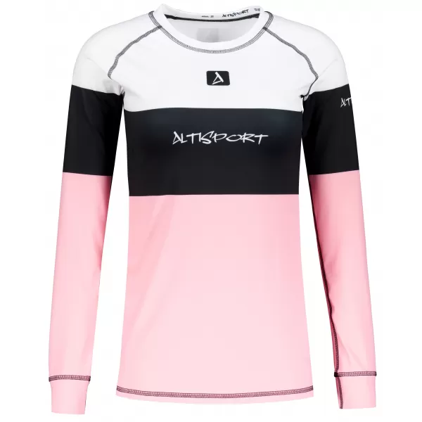  Női funkcionális termo t -póló hosszú ujjú prémium ALTISPORT VOJ/ALW051TER01 FEHÉR -PINK 