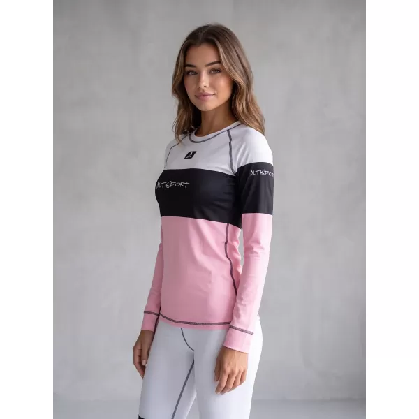  Női funkcionális termo t -póló hosszú ujjú prémium ALTISPORT VOJ/ALW051TER01 FEHÉR -PINK 