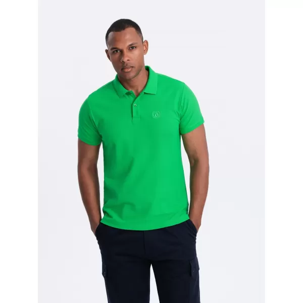  Mens t -phirt gallérral OMBRE OM-POBS-0100 NEONZÖLD 