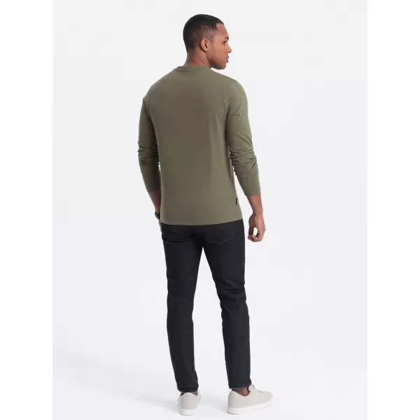  Férfi t -póló hosszú ujjú OMBRE OM-LSBL-0108 SÖTÉT OLAJBOGYÓ 