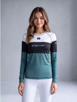 Női funkcionális termo t -póló hosszú ujjú prémium ALTISPORT VOJ/ALW051TER01 FEHÉR -ZÖLD
