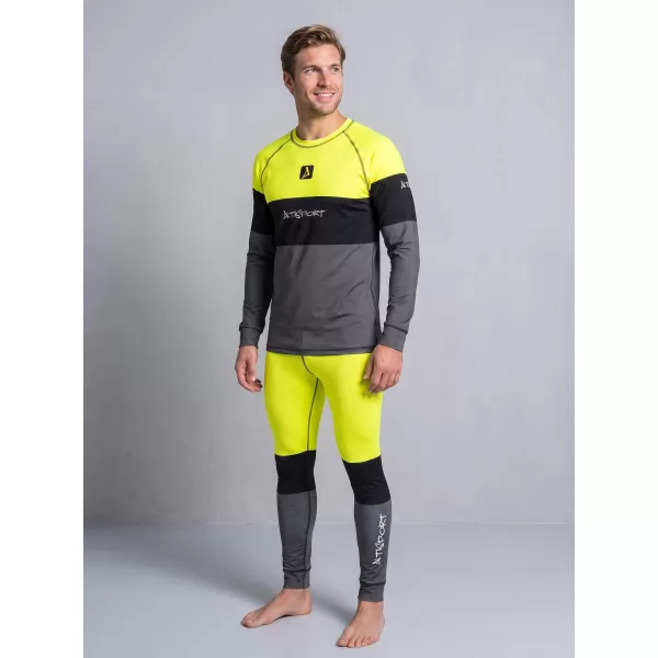  Férfi funkcionális termo t -phirt hosszú ujjú prémiummal ALTISPORT VOJ/ALM051TER01 NEON SÁRGA/SZÜRKE 