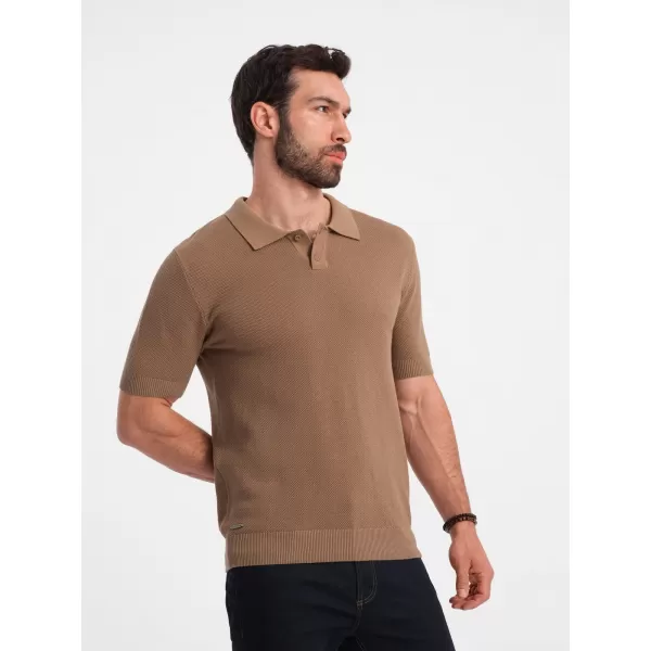  Mens t -phirt gallérral OMBRE OM-POSS-0117 VILÁGOSBARNA 