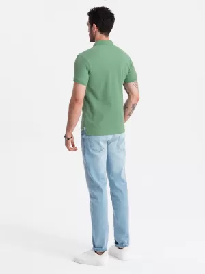 Mens t -phirt gallérral OMBRE OM-POBS-0100 ZÖLD