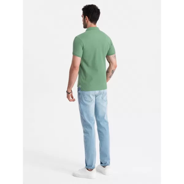  Mens t -phirt gallérral OMBRE OM-POBS-0100 ZÖLD 