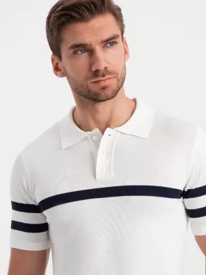 Mens t -phirt gallérral OMBRE OM-POSS-0118 FEHÉR