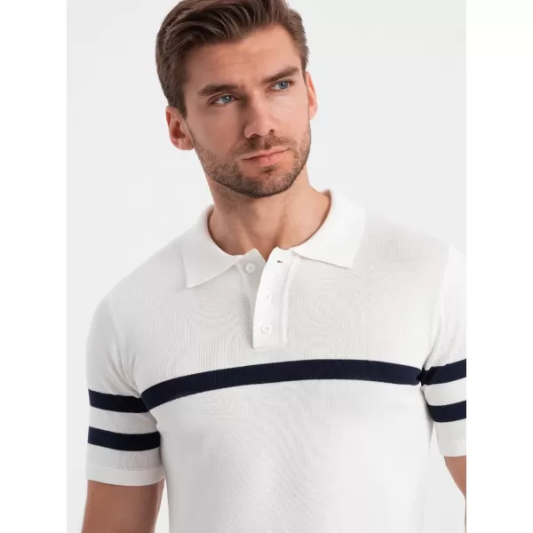  Mens t -phirt gallérral OMBRE OM-POSS-0118 FEHÉR 