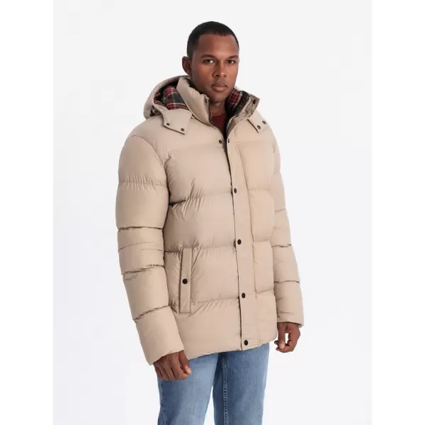  Férfi téli kabát OMBRE OM-JAHP-0205 BÉZS 