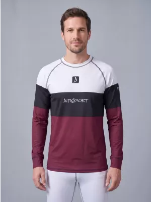 Férfi funkcionális termo t -phirt hosszú ujjú prémiummal ALTISPORT VOJ/ALM051TER01 BURGUNDIA