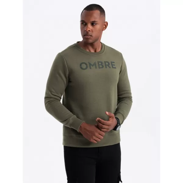  Férfi pulóver OMBRE OM-SSPS-0181 SÖTÉT OLAJBOGYÓ 
