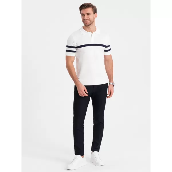  Mens t -phirt gallérral OMBRE OM-POSS-0118 FEHÉR 