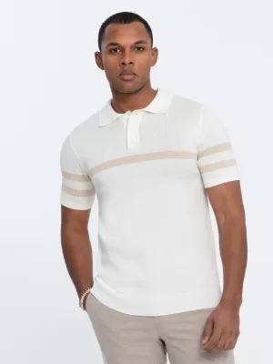 Mens t -phirt gallérral OMBRE OM-POSS-0118 KRÉM