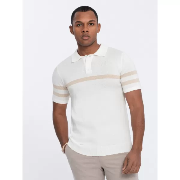 Mens t -phirt gallérral OMBRE OM-POSS-0118 KRÉM 