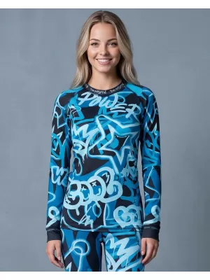 Női funkcionális termo t -póló hosszú ujjú prémium ALTISPORT VOJ/ALW054TER01 FEKETE -BLUE