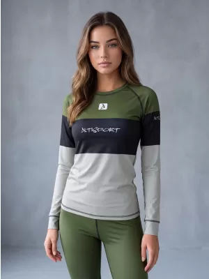 Női funkcionális termo t -póló hosszú ujjú prémium ALTISPORT VOJ/ALW051TER01 KHAKI