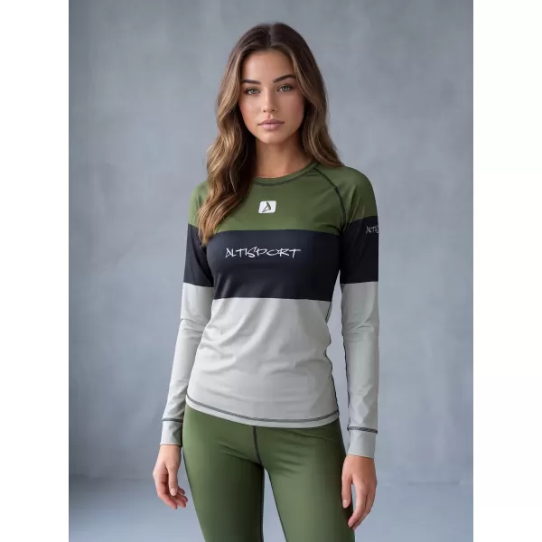  Női funkcionális termo t -póló hosszú ujjú prémium ALTISPORT VOJ/ALW051TER01 KHAKI 