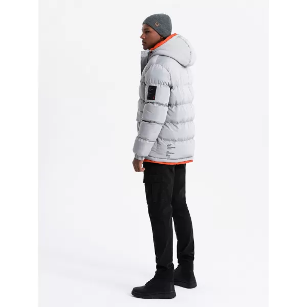  Férfi téli kabát OMBRE OM-JAHP-0208 SZÜRKE 