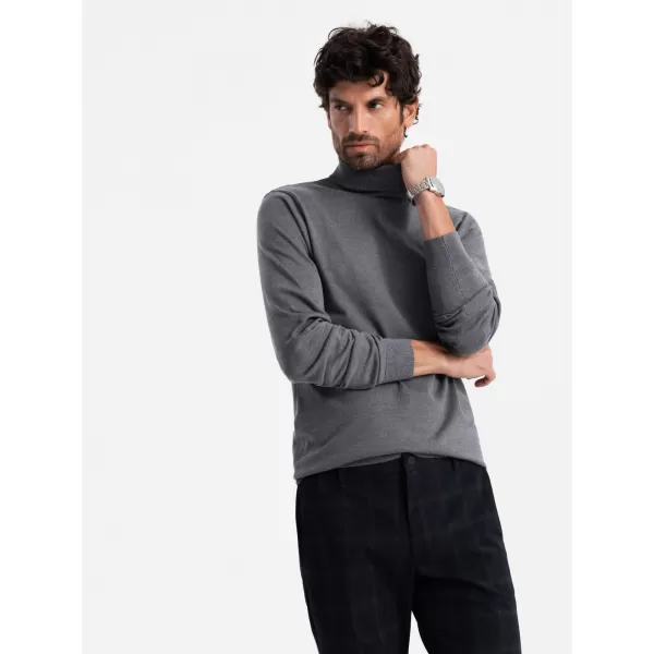 Férfi pulóver OMBRE OM-SWTN-0101 SZÜRKE MELANGE 