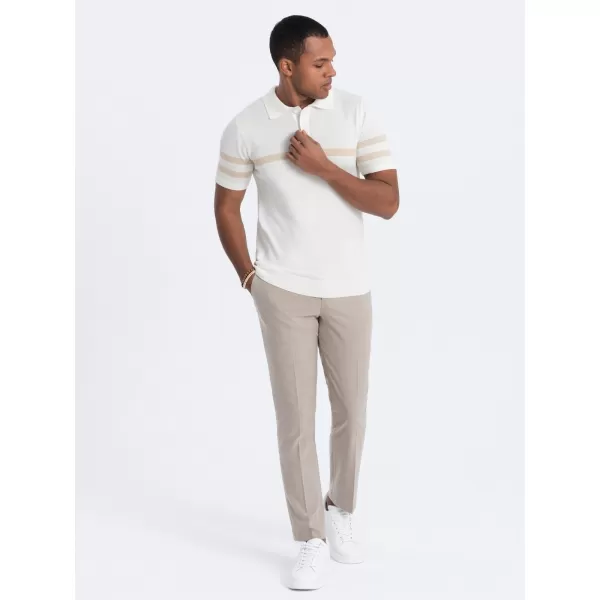  Mens t -phirt gallérral OMBRE OM-POSS-0118 KRÉM 