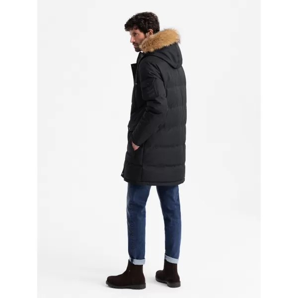  Férfi téli kabát OMBRE OM-JALJ-0182 FEKETE 