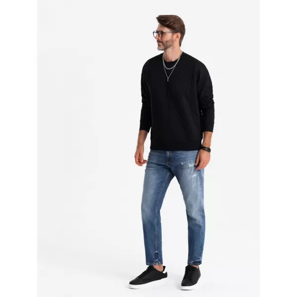  Férfi pulóver OMBRE OM-SSNZ-0164 FEKETE 