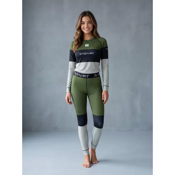  Női funkcionális termo t -póló hosszú ujjú prémium ALTISPORT VOJ/ALW051TER01 KHAKI 