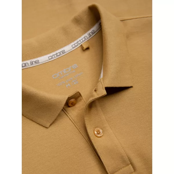  Mens t -phirt gallérral OMBRE OM-POBS-0100 MUSTÁR 