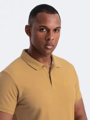 Mens t -phirt gallérral OMBRE OM-POBS-0100 MUSTÁR