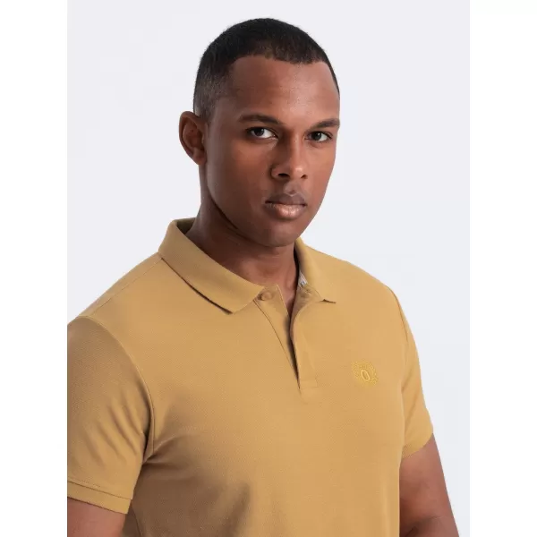 Mens t -phirt gallérral OMBRE OM-POBS-0100 MUSTÁR 