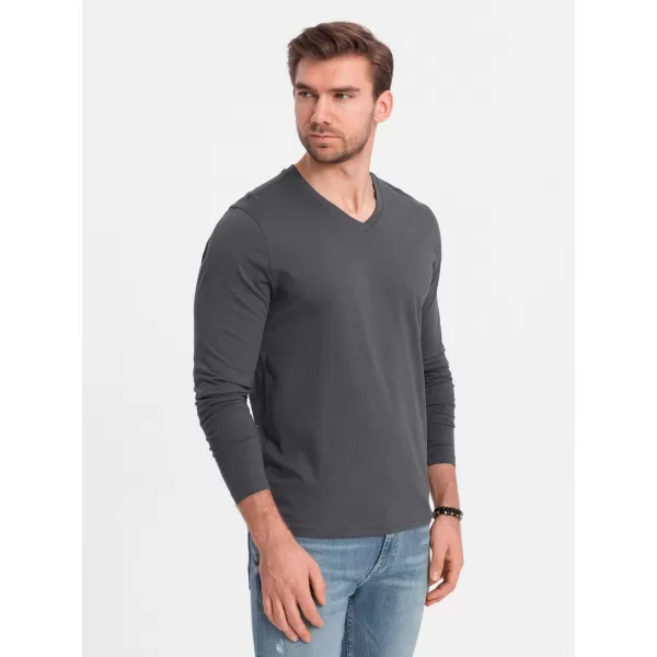 Férfi t -póló hosszú ujjú OMBRE OM-LSBL-0108 GRAFIT 