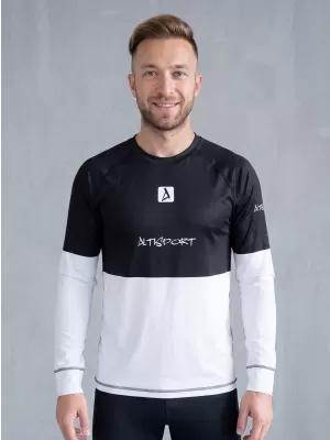 Férfi funkcionális termo t -phirt hosszú ujjú prémiummal ALTISPORT VOJ/ALM051TER01 FEKETE -FEHÉR