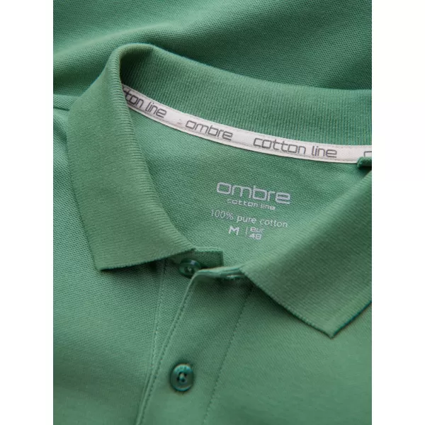  Mens t -phirt gallérral OMBRE OM-POBS-0100 ZÖLD 