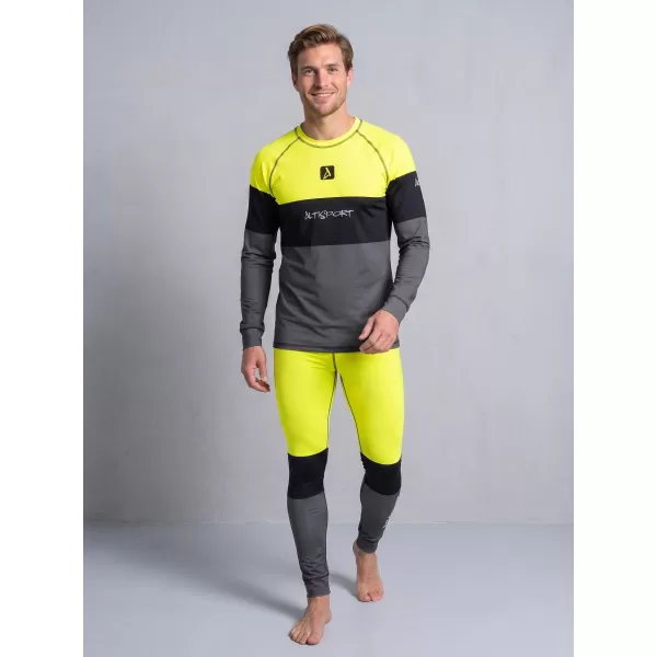  Férfi funkcionális termo nadrág prémium ALTISPORT VOJ/ALM051TER02 NEON SÁRGA/SZÜRKE 