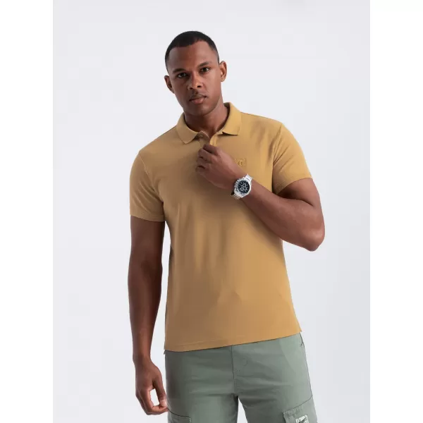  Mens t -phirt gallérral OMBRE OM-POBS-0100 MUSTÁR 
