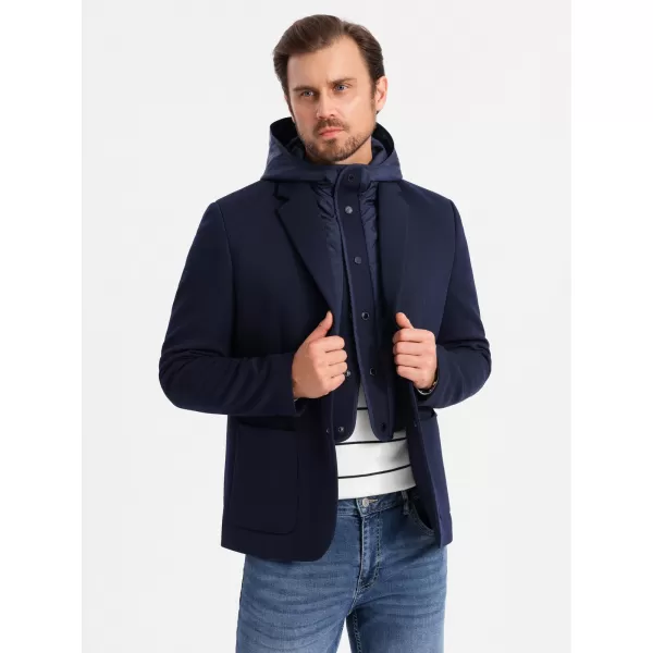  Kabát OMBRE OM-BLZB-0133 SÖTÉTKÉK 
