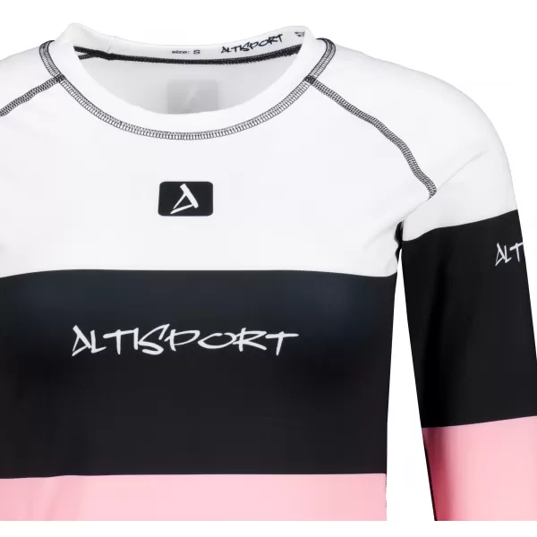  Női funkcionális termo t -póló hosszú ujjú prémium ALTISPORT VOJ/ALW051TER01 FEHÉR -PINK 