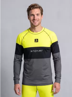 Férfi funkcionális termo t -phirt hosszú ujjú prémiummal ALTISPORT VOJ/ALM051TER01 NEON SÁRGA/SZÜRKE