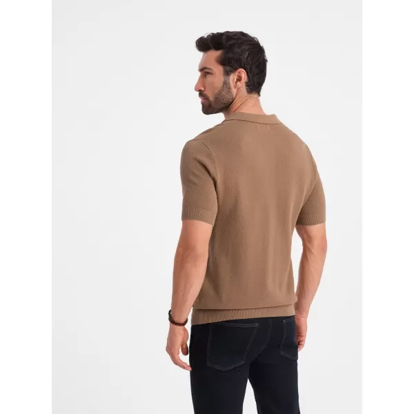  Mens t -phirt gallérral OMBRE OM-POSS-0117 VILÁGOSBARNA 