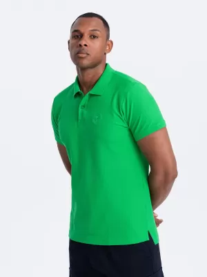 Mens t -phirt gallérral OMBRE OM-POBS-0100 NEONZÖLD