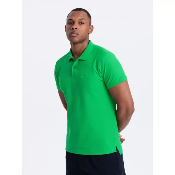  Mens t -phirt gallérral OMBRE OM-POBS-0100 NEONZÖLD 