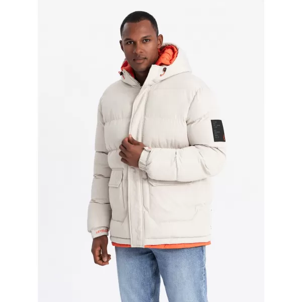  Férfi téli kabát OMBRE OM-JAHP-0208 HAMU 