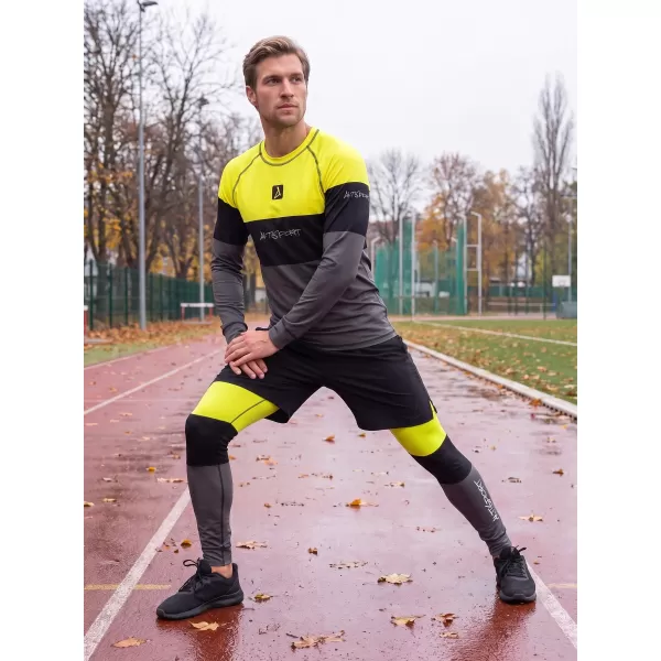  Férfi funkcionális termo t -phirt hosszú ujjú prémiummal ALTISPORT VOJ/ALM051TER01 NEON SÁRGA/SZÜRKE 