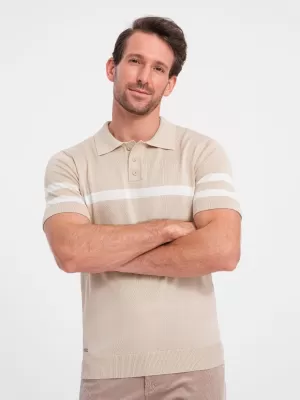 Mens t -phirt gallérral OMBRE OM-POSS-0118 BÉZS