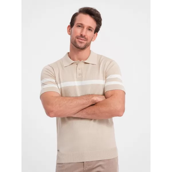  Mens t -phirt gallérral OMBRE OM-POSS-0118 BÉZS 